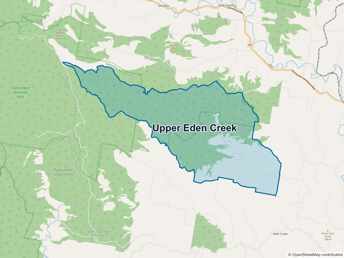 Map of Upper Eden Creek, NSW, Australia