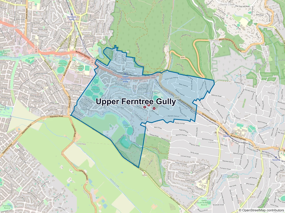 Map of Upper Ferntree Gully, VIC, Australia