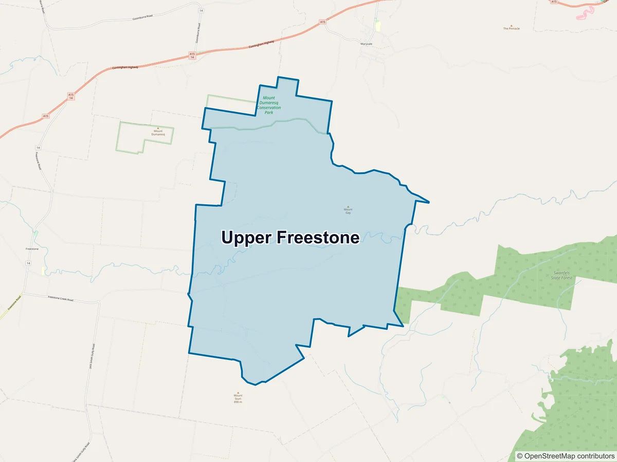 Map of Upper Freestone, QLD, Australia
