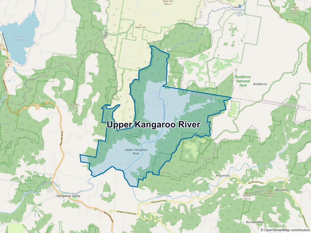 Map of Upper Kangaroo River, NSW, Australia