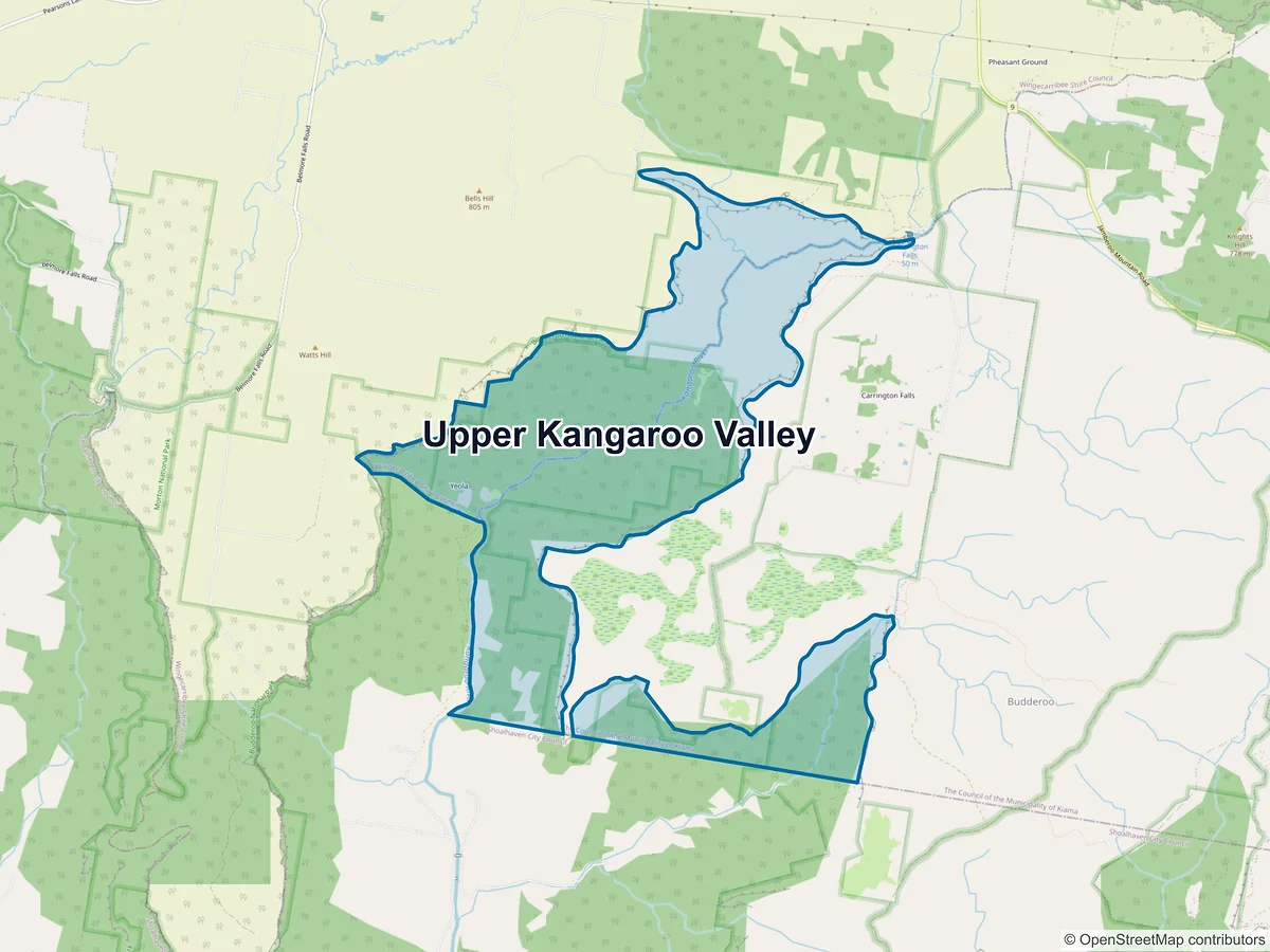 Map of Upper Kangaroo Valley, NSW, Australia