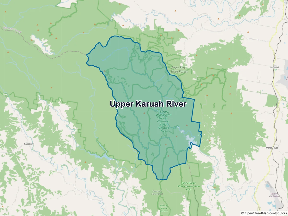 Map of Upper Karuah River, NSW, Australia