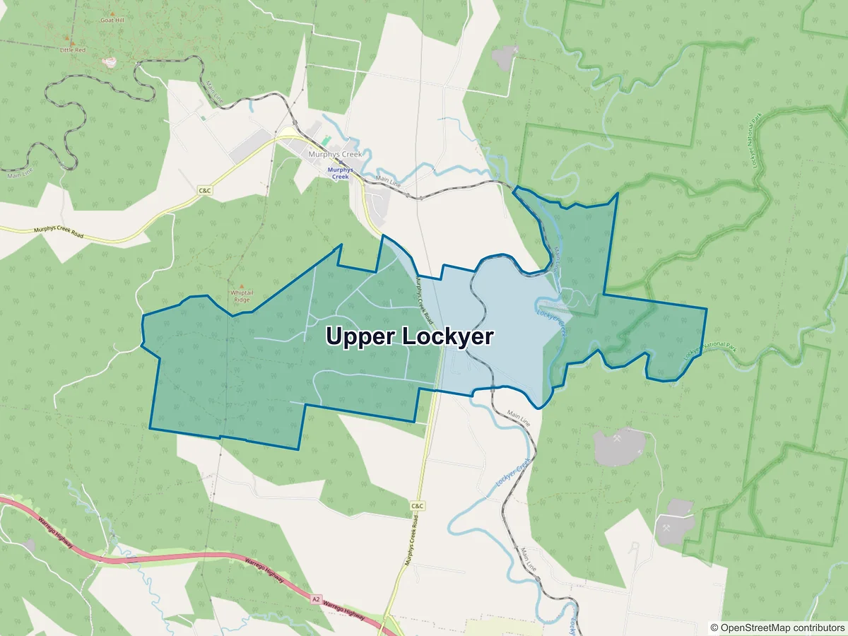 Map of Upper Lockyer, QLD, Australia