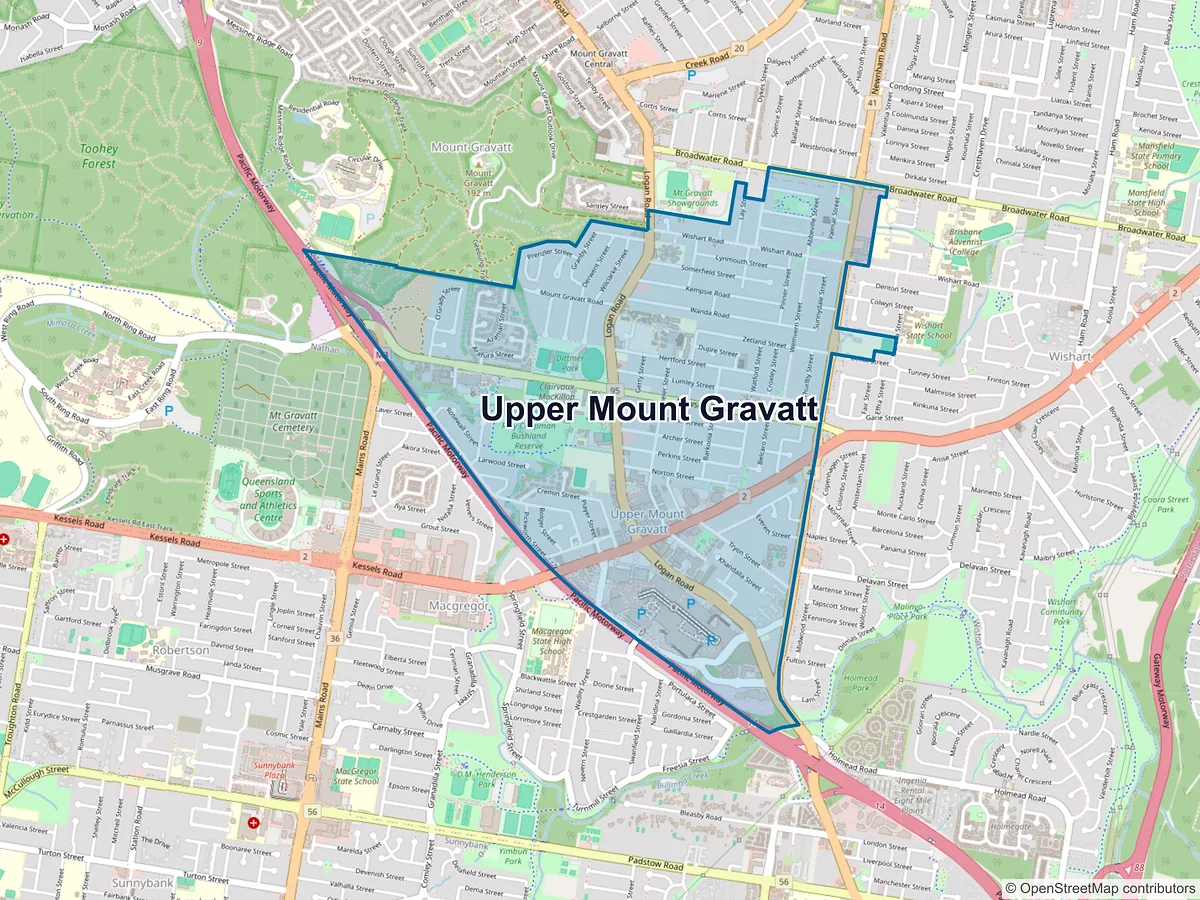 Map of Upper Mount Gravatt, QLD, Australia