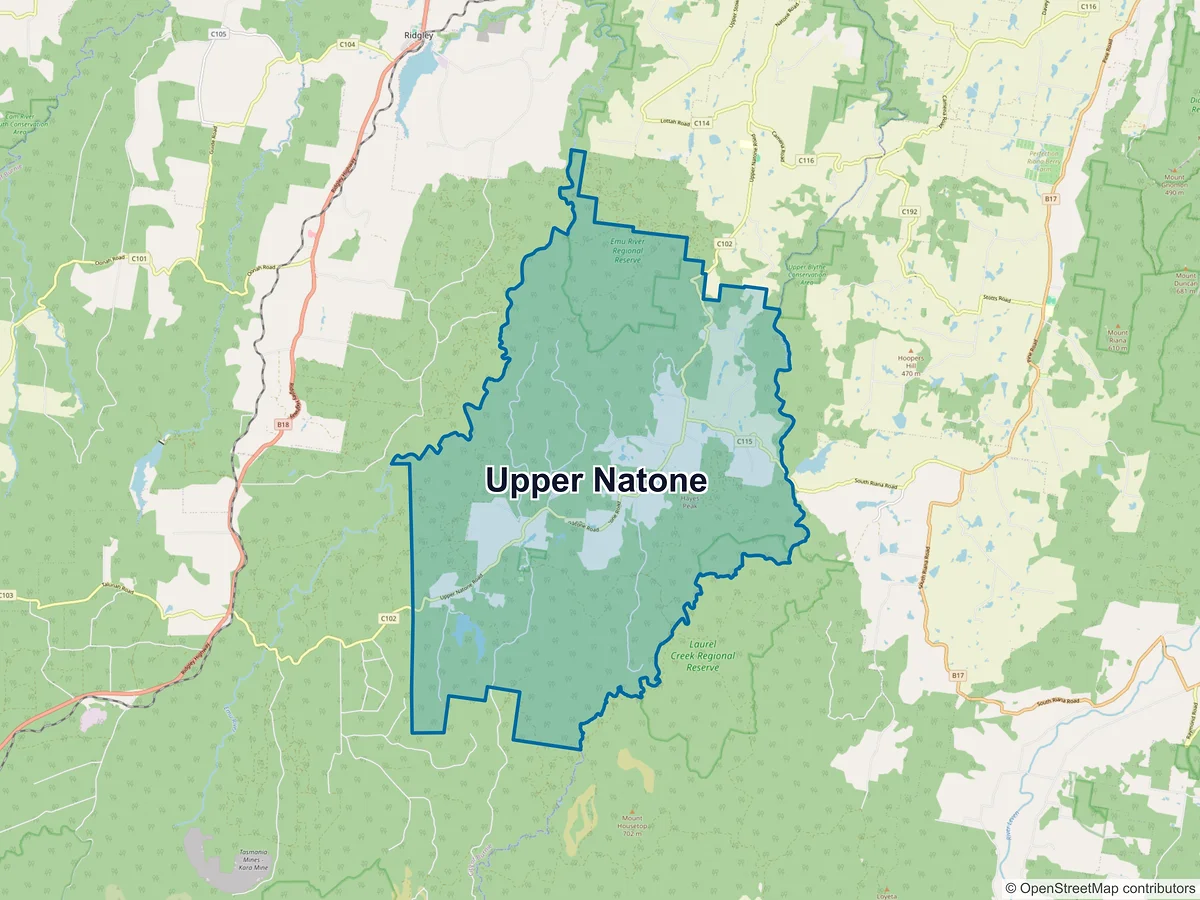 Map of Upper Natone, TAS, Australia