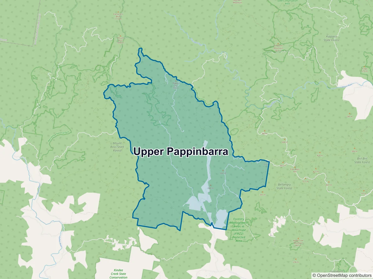 Map of Upper Pappinbarra, NSW, Australia