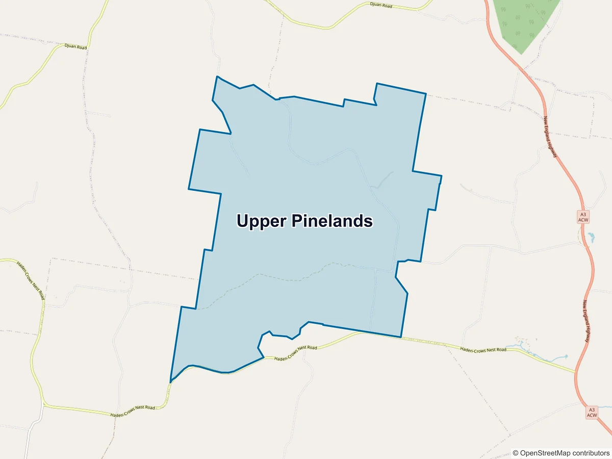Map of Upper Pinelands, QLD, Australia