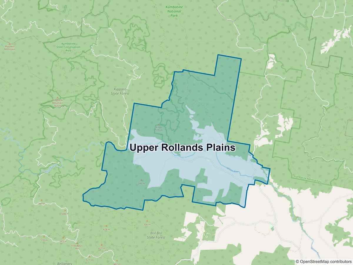 Map of Upper Rollands Plains, NSW, Australia