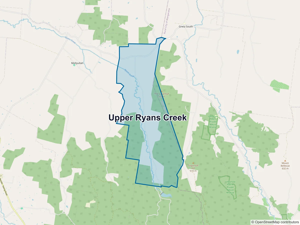 Map of Upper Ryans Creek, VIC, Australia