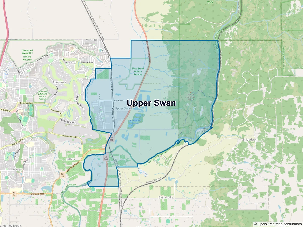 Map of Upper Swan, WA, Australia