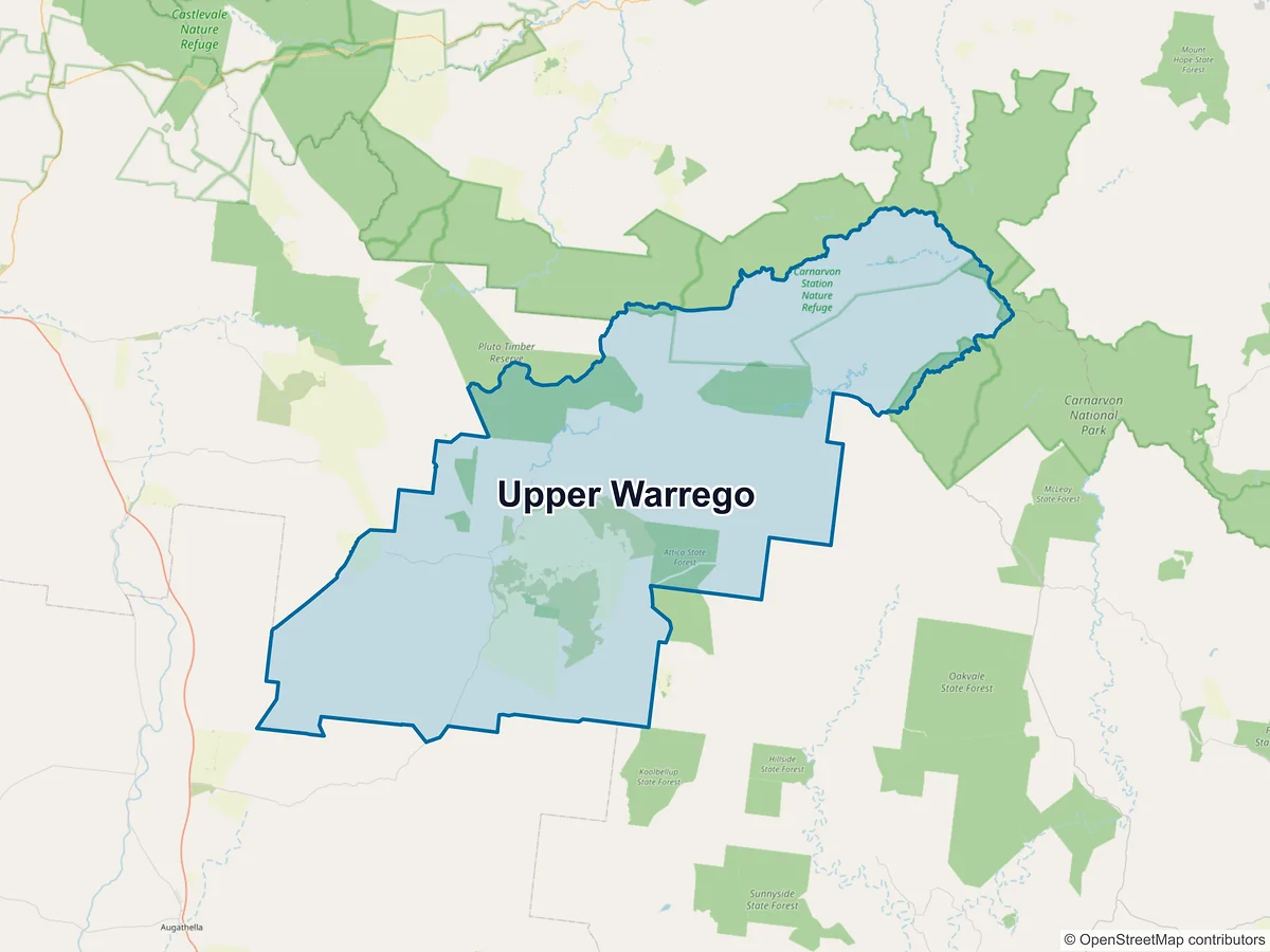 Map of Upper Warrego, QLD, Australia