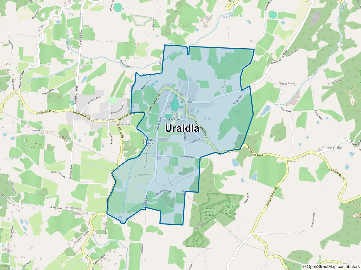 Map of Uraidla, SA, Australia