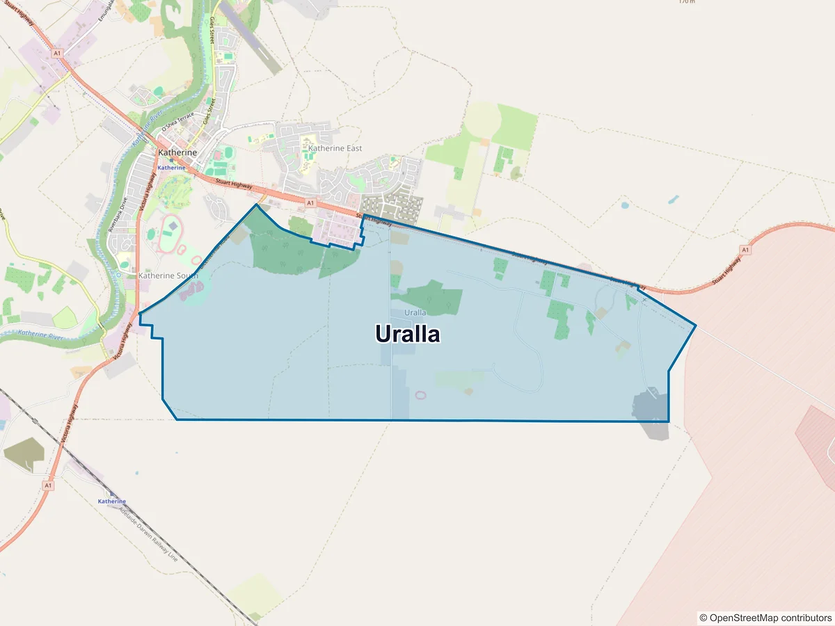 Map of Uralla, NT, Australia