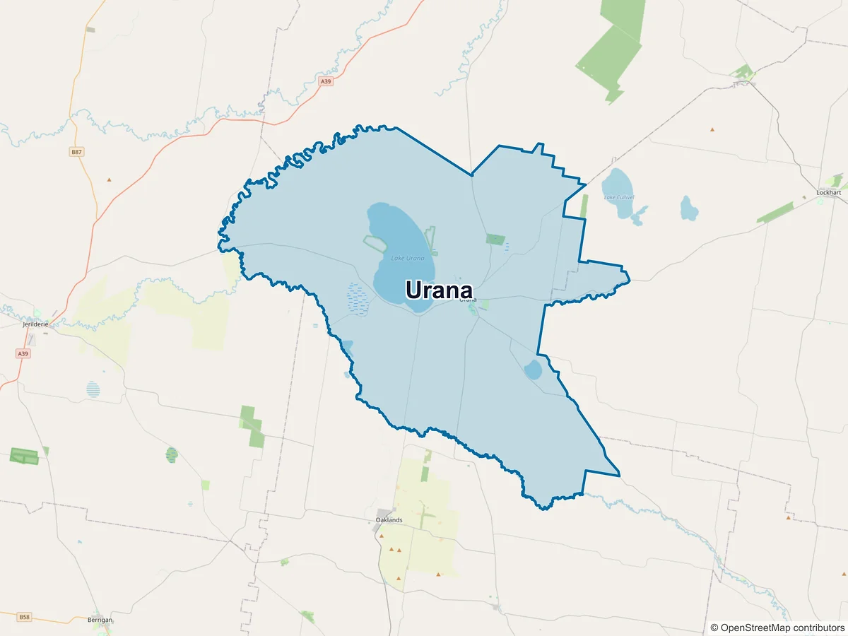 Map of Urana, NSW, Australia