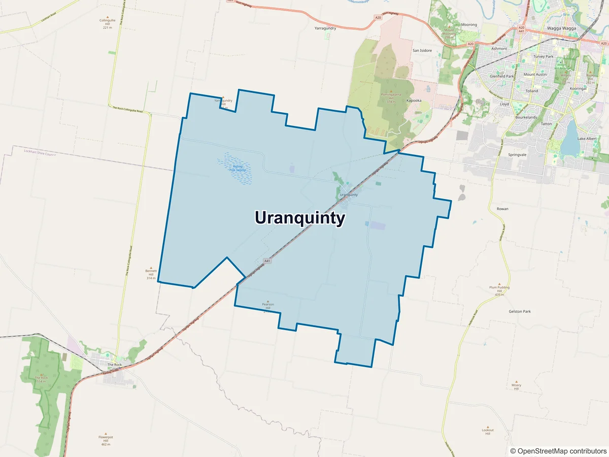 Map of Uranquinty, NSW, Australia