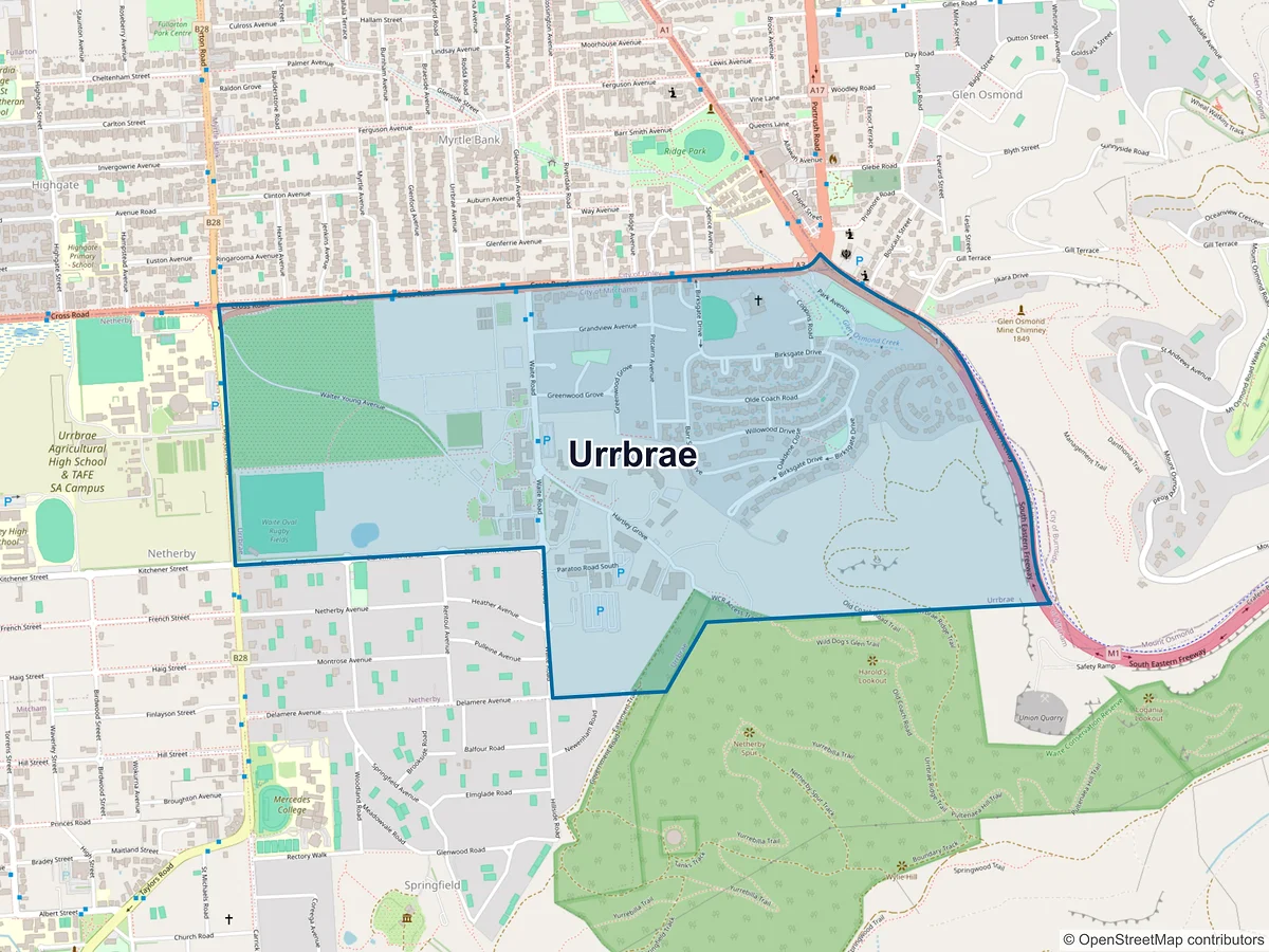 Map of Urrbrae, SA, Australia