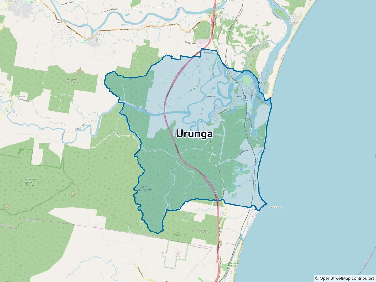 Map of Urunga, NSW, Australia