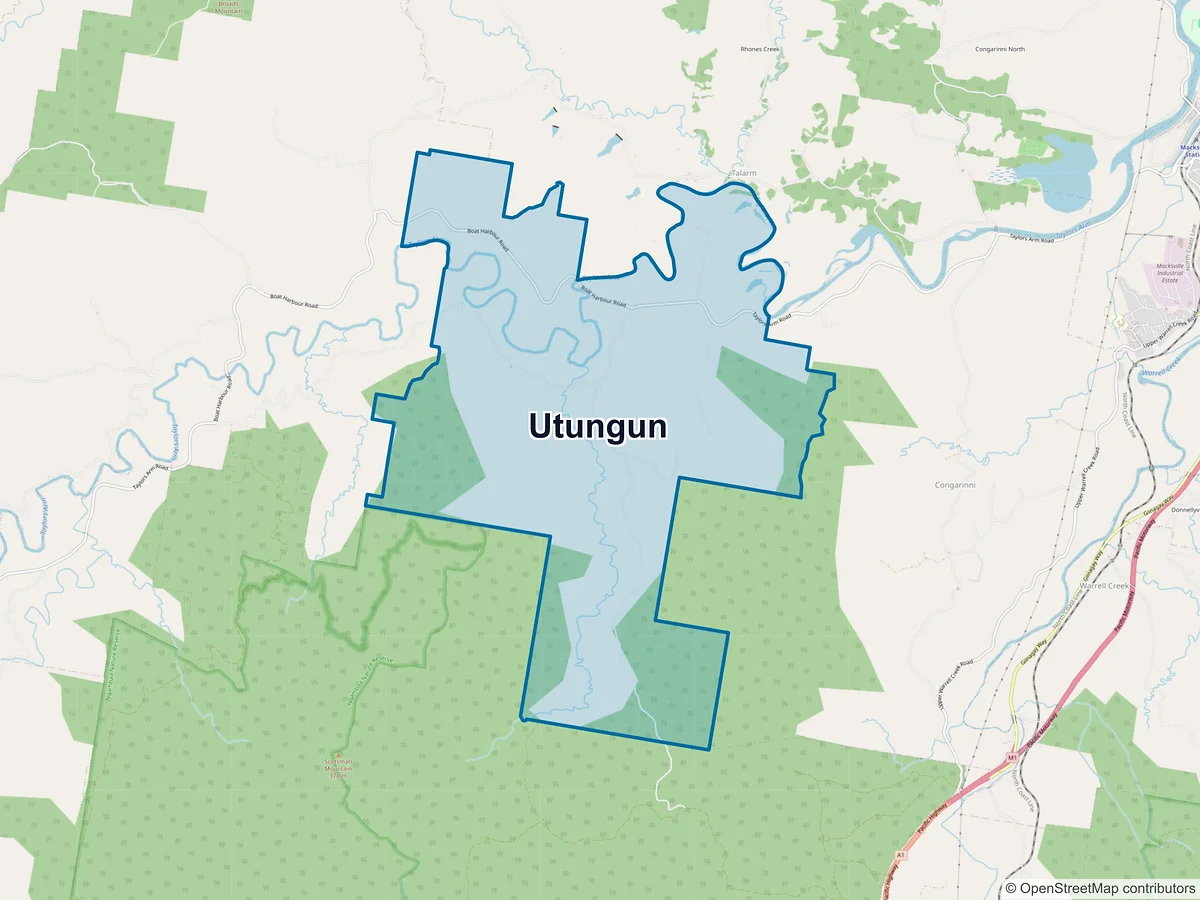 Map of Utungun, NSW, Australia