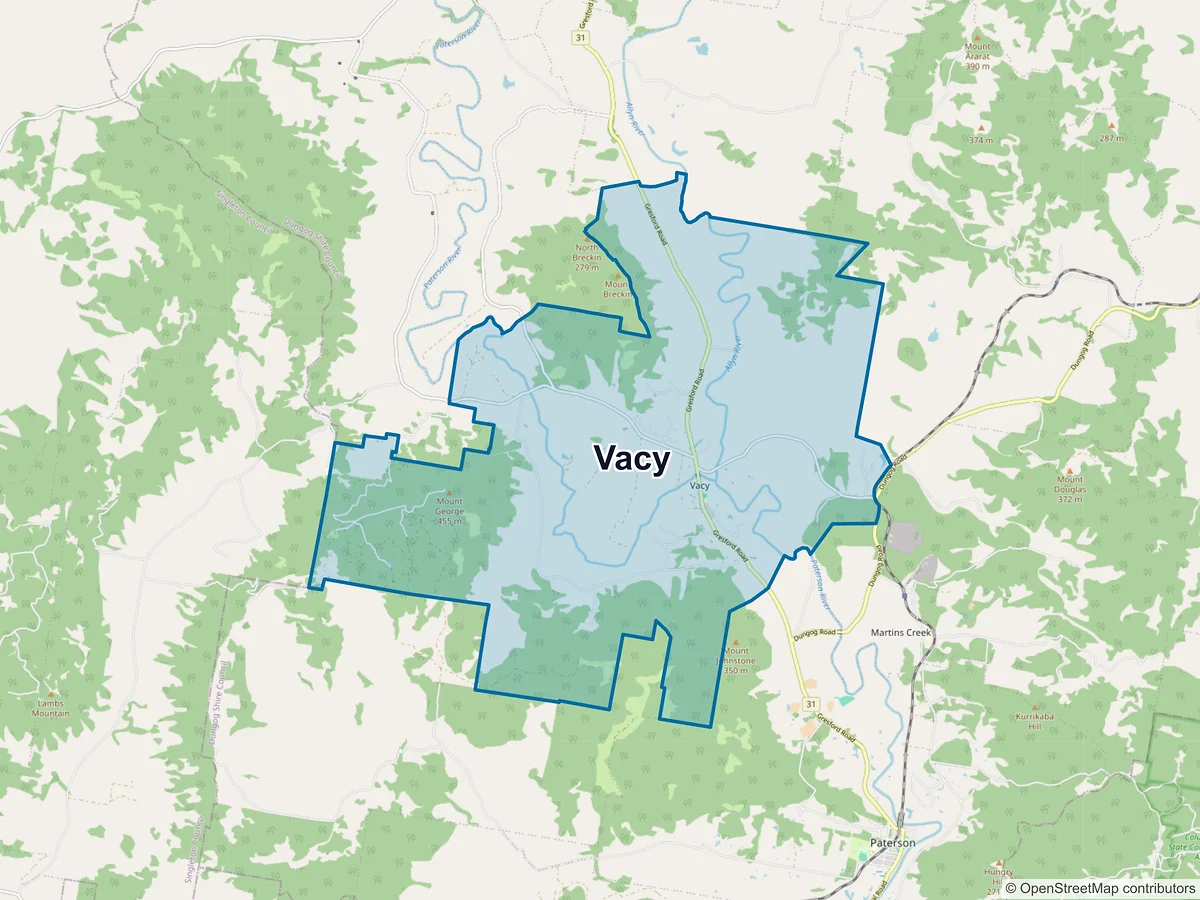 Map of Vacy, NSW, Australia