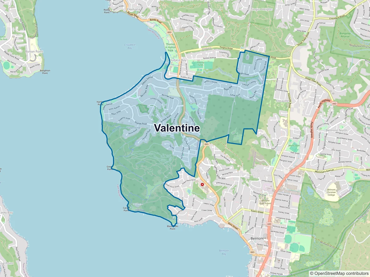 Map of Valentine, NSW, Australia