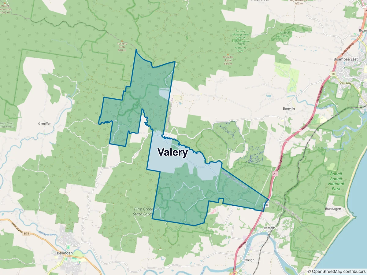 Map of Valery, NSW, Australia