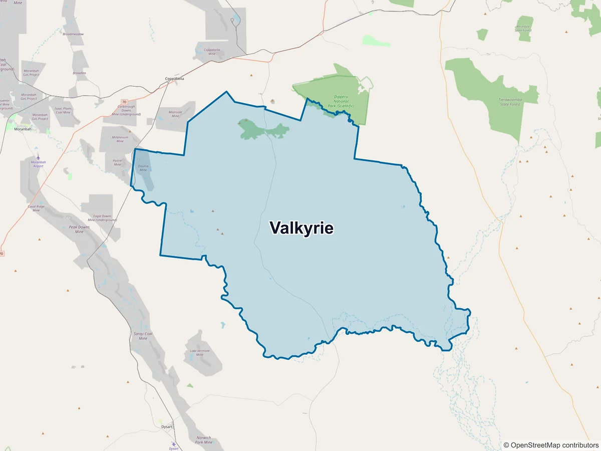Map of Valkyrie, QLD, Australia