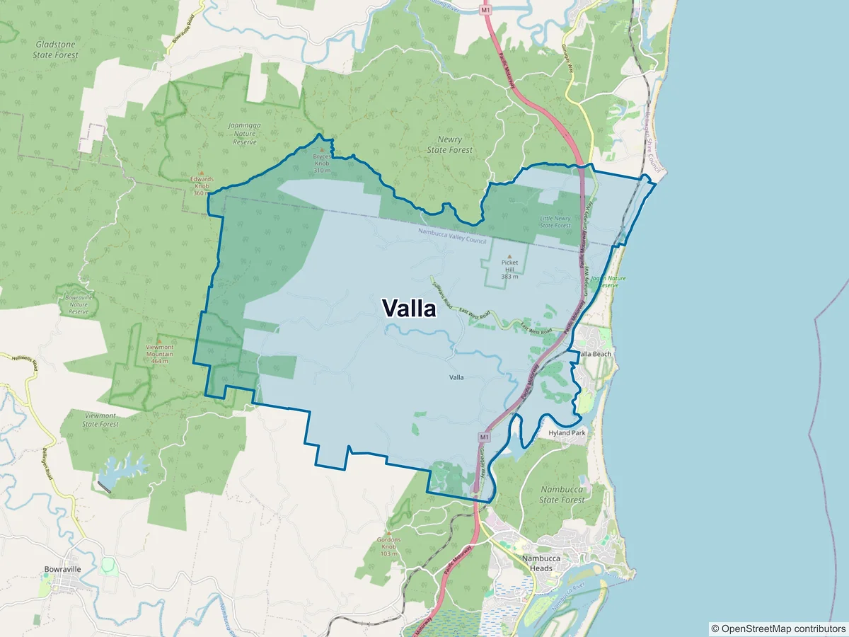 Map of Valla, NSW, Australia