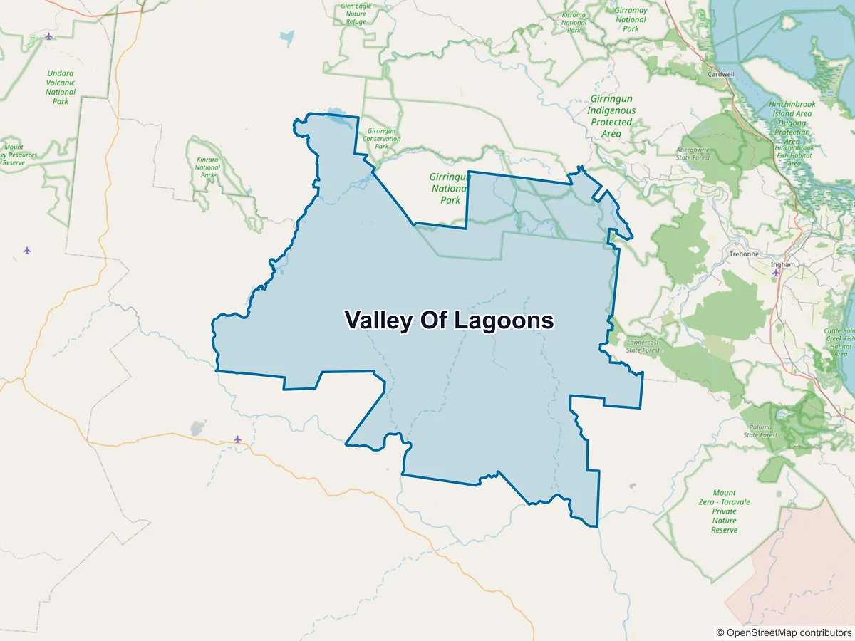Map of Valley of Lagoons, QLD, Australia