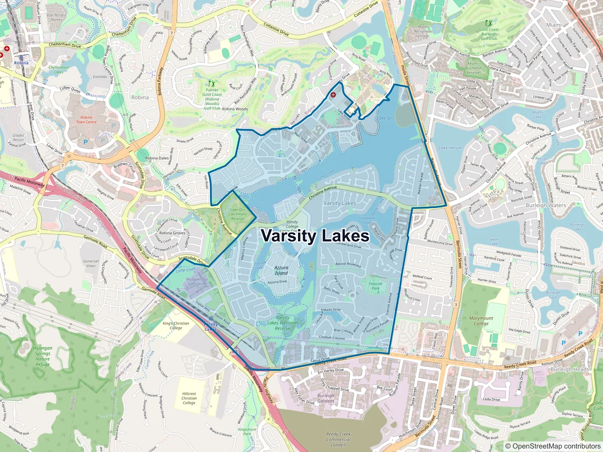 Map of Varsity Lakes, QLD, Australia