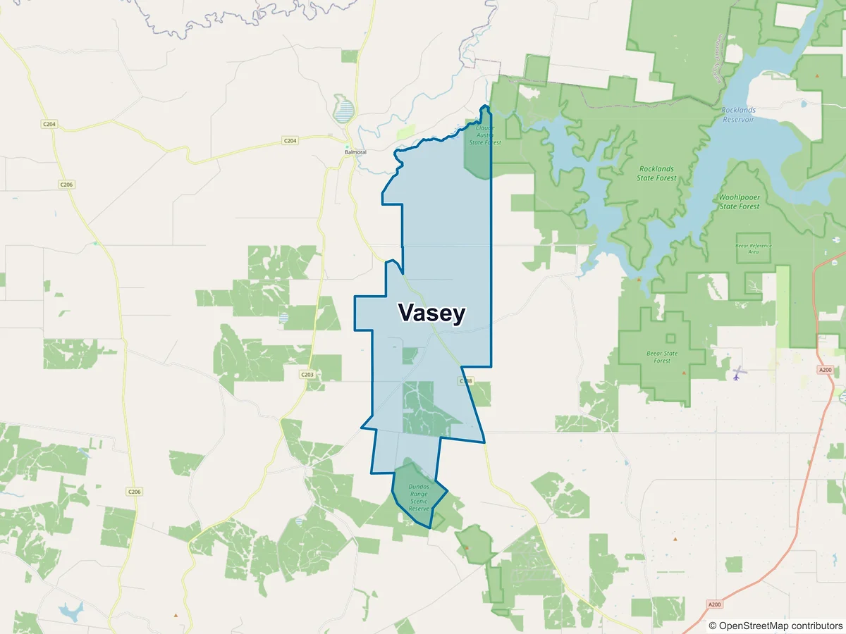Map of Vasey, VIC, Australia