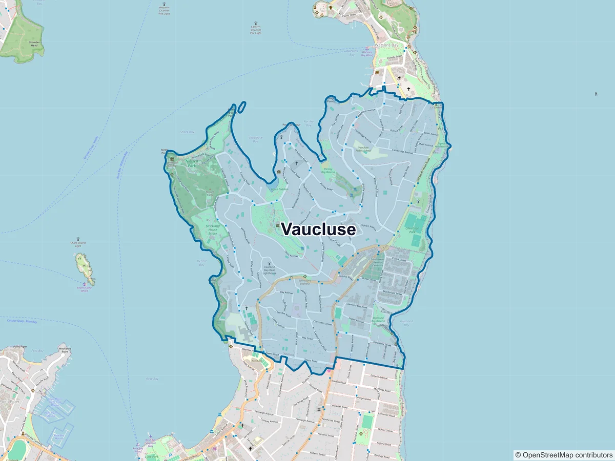 Map of Vaucluse, NSW, Australia
