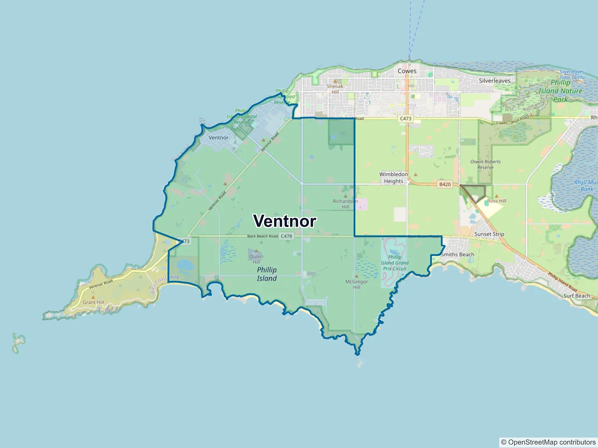 Map of Ventnor, VIC, Australia