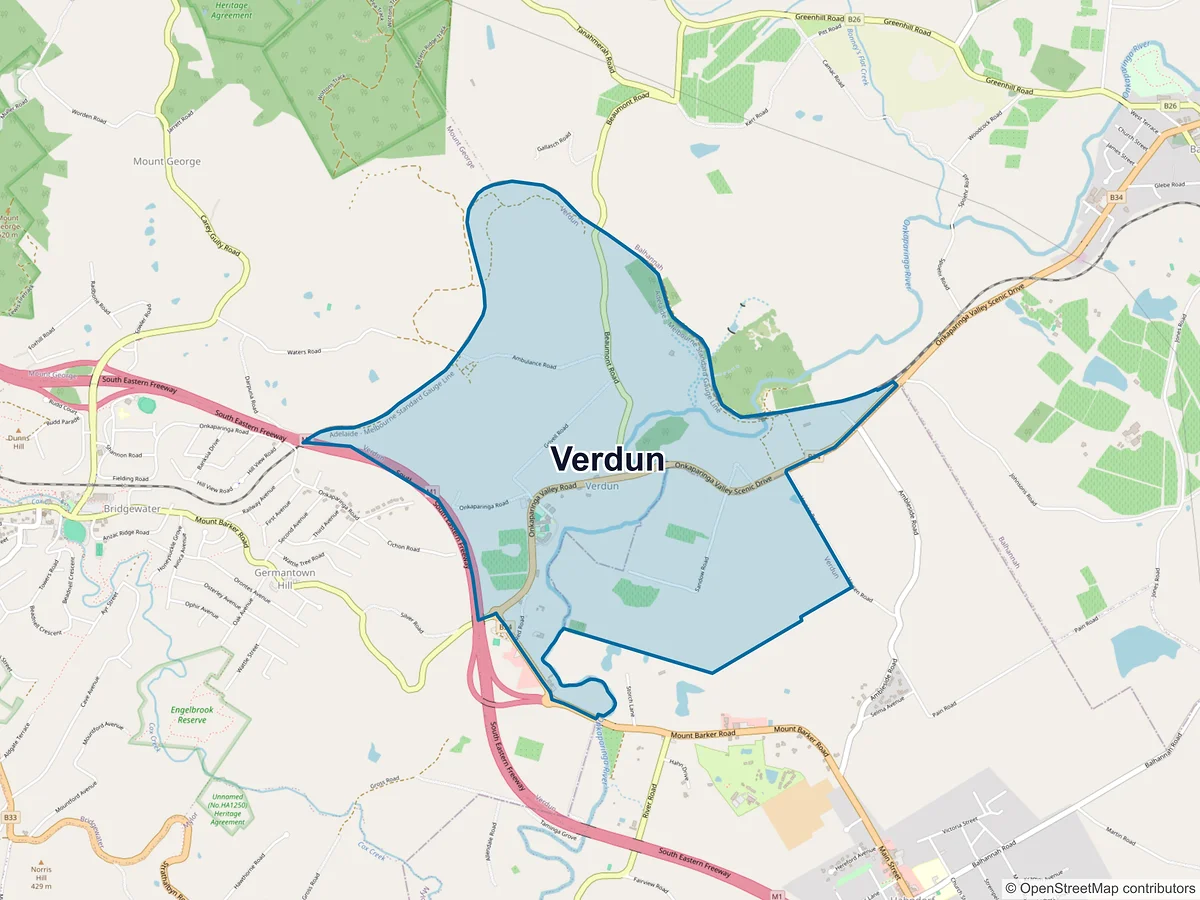Map of Verdun, SA, Australia