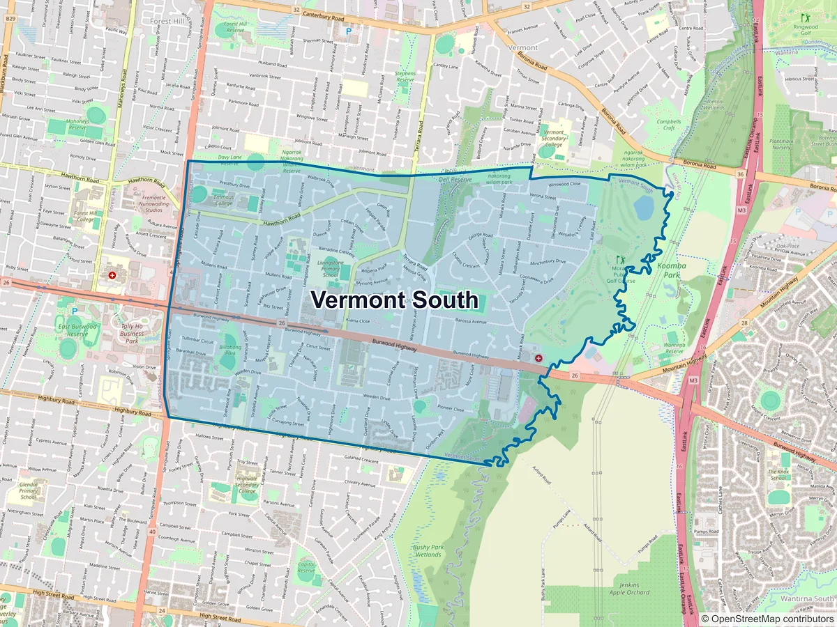 Map of Vermont South, VIC, Australia