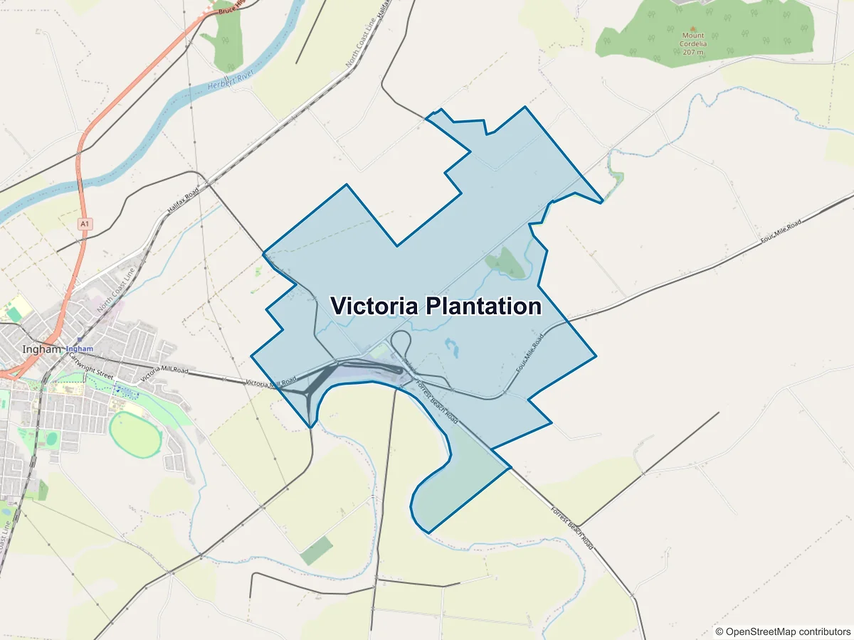 Map of Victoria Plantation, QLD, Australia