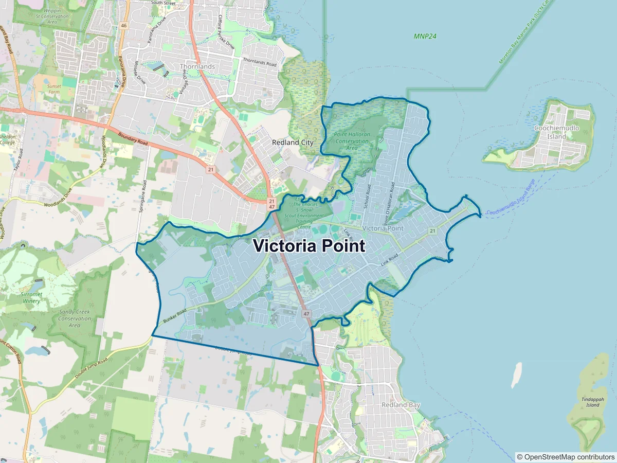 Map of Victoria Point, QLD, Australia