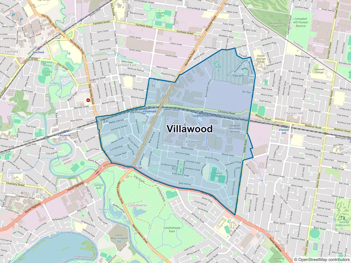 Map of Villawood, NSW, Australia