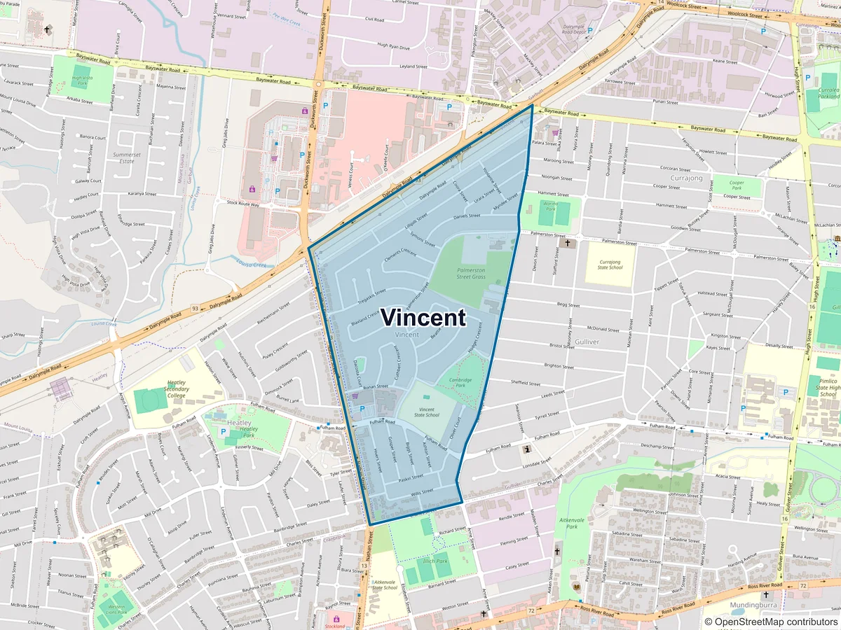 Map of Vincent, QLD, Australia
