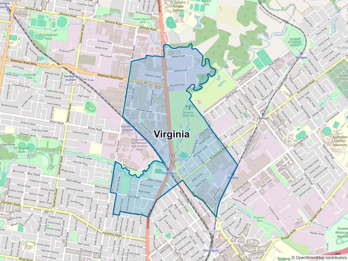 Map of Virginia, QLD, Australia