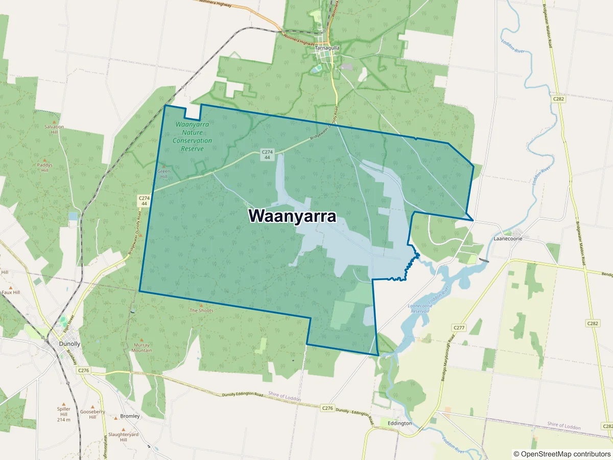 Map of Waanyarra, VIC, Australia
