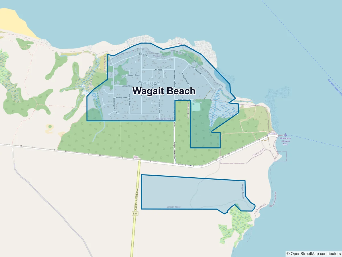 Map of Wagait Beach, NT, Australia
