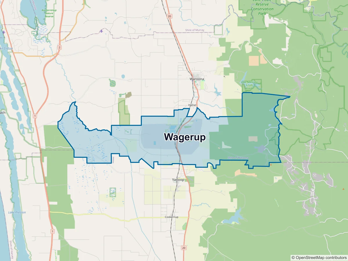 Map of Wagerup, WA, Australia
