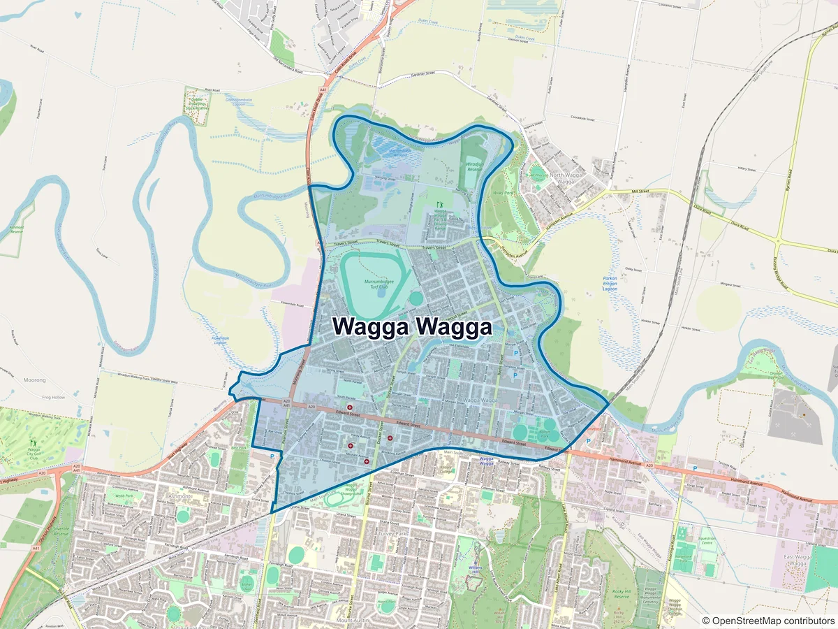 Map of Wagga Wagga, NSW, Australia