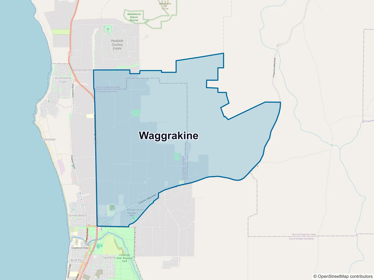 Map of Waggrakine, WA, Australia