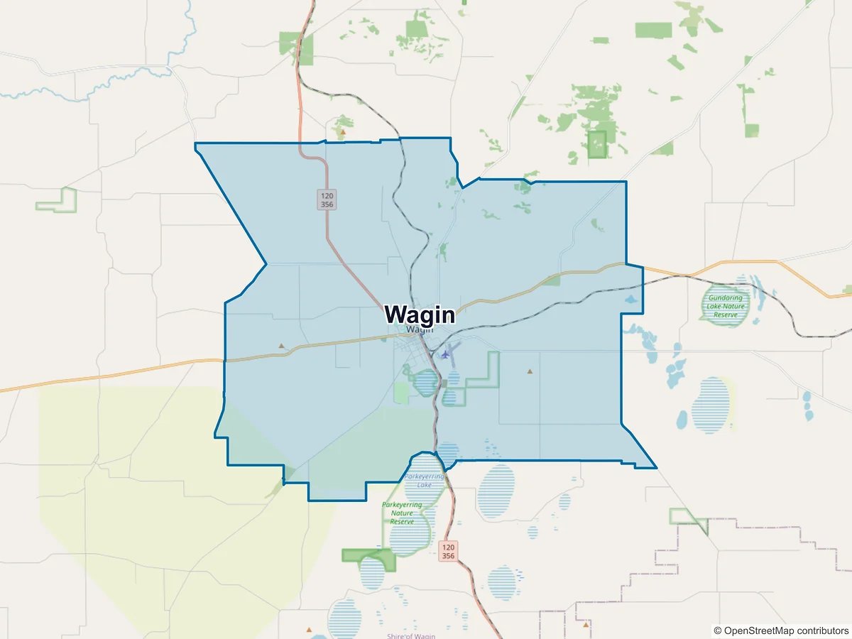 Map of Wagin, WA, Australia
