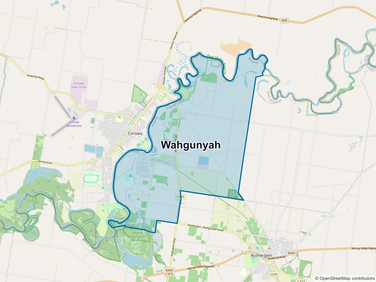 Map of Wahgunyah, VIC, Australia
