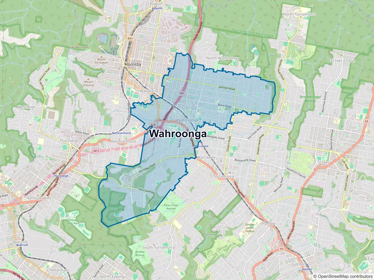 Map of Wahroonga, NSW, Australia