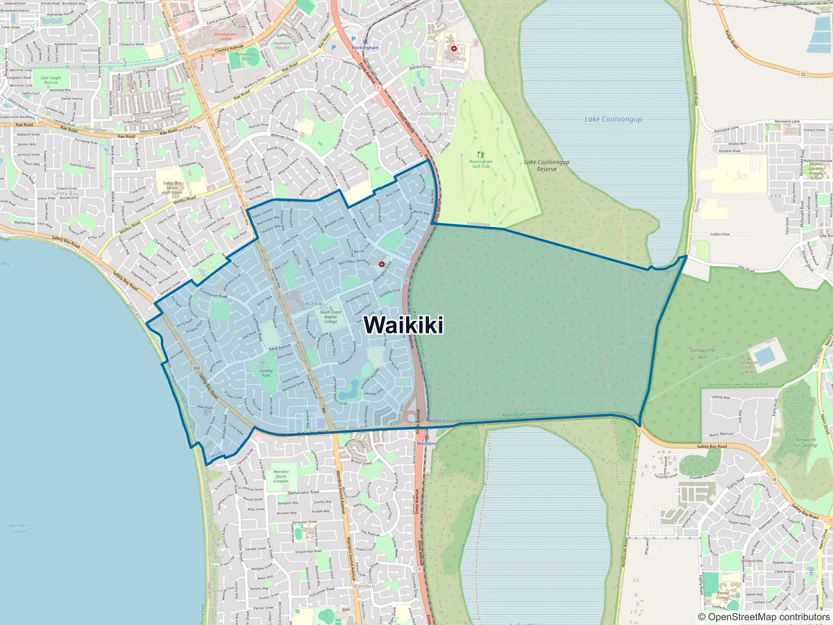 Map of Waikiki, WA, Australia