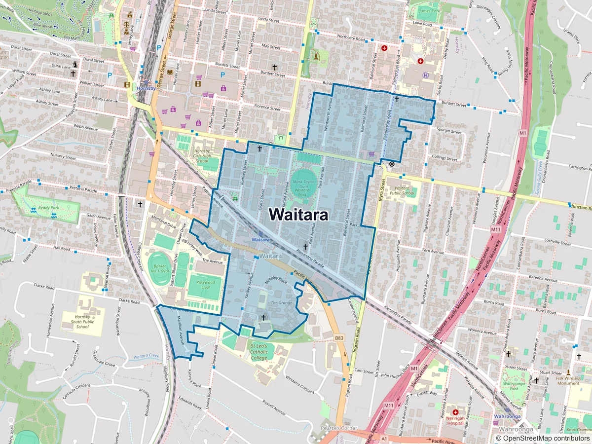 Map of Waitara, NSW, Australia