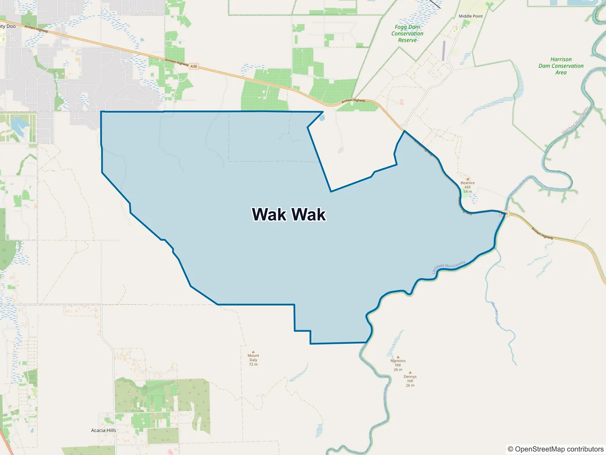 Map of Wak Wak, NT, Australia